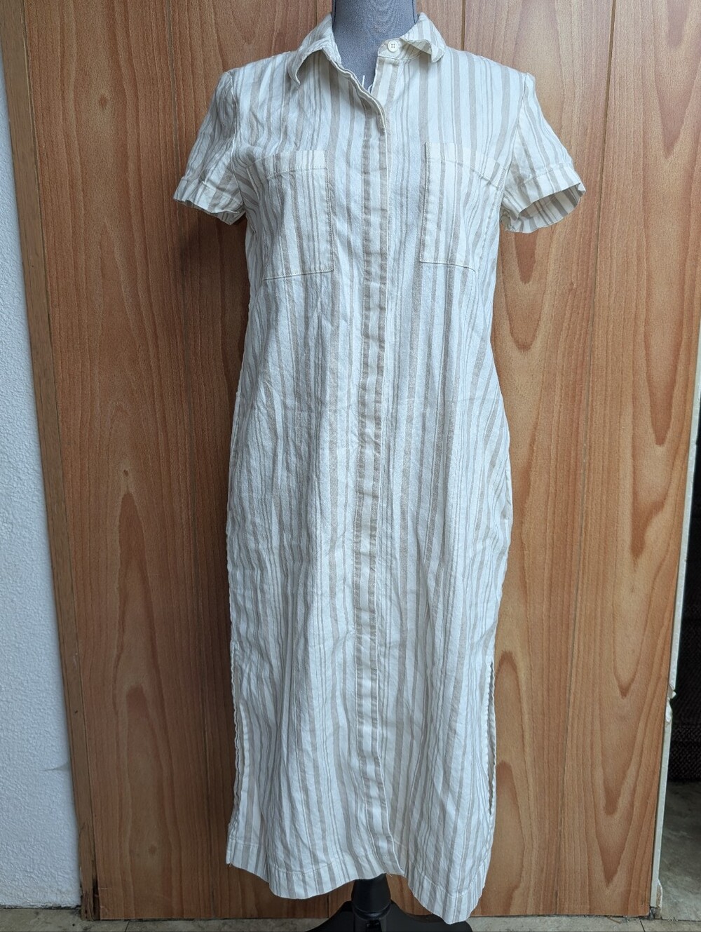 Theory Striped Linen Shirtdress Size 8